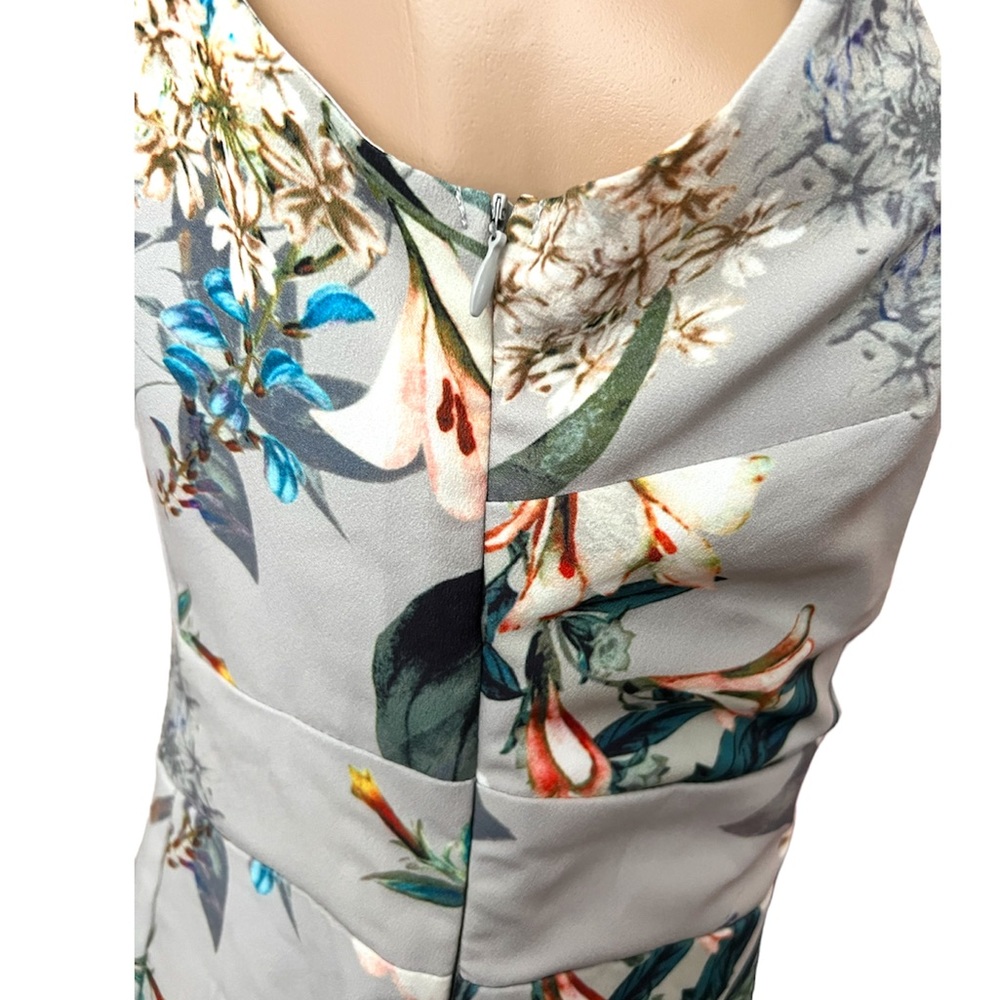 A.B.S. COLLECTION | BLUE FLORAL FUAX WRAP DRESS - Picture 8 of 12